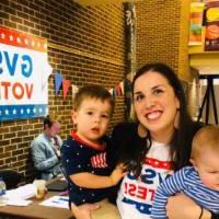 Staff and her kids on Election Day